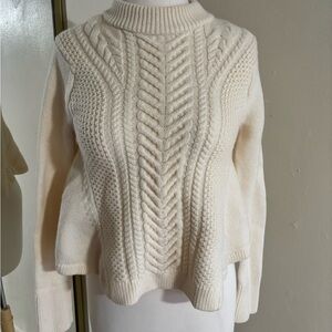 Women's Cream Wool Cable Knit Sweater